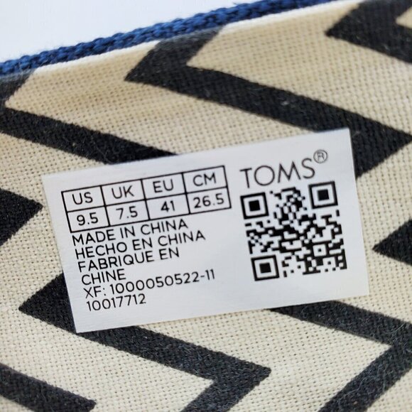 TOMS Alpargata Slip-On Shoes Navy Recycled Cotton Canvas Women's 9.5 NIB - Picture 10 of 12